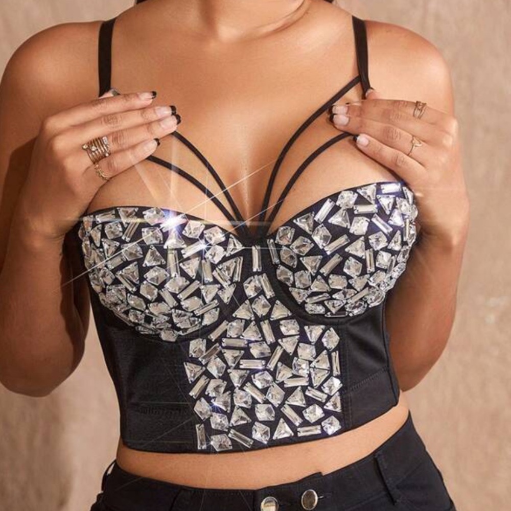 Black and silver corset